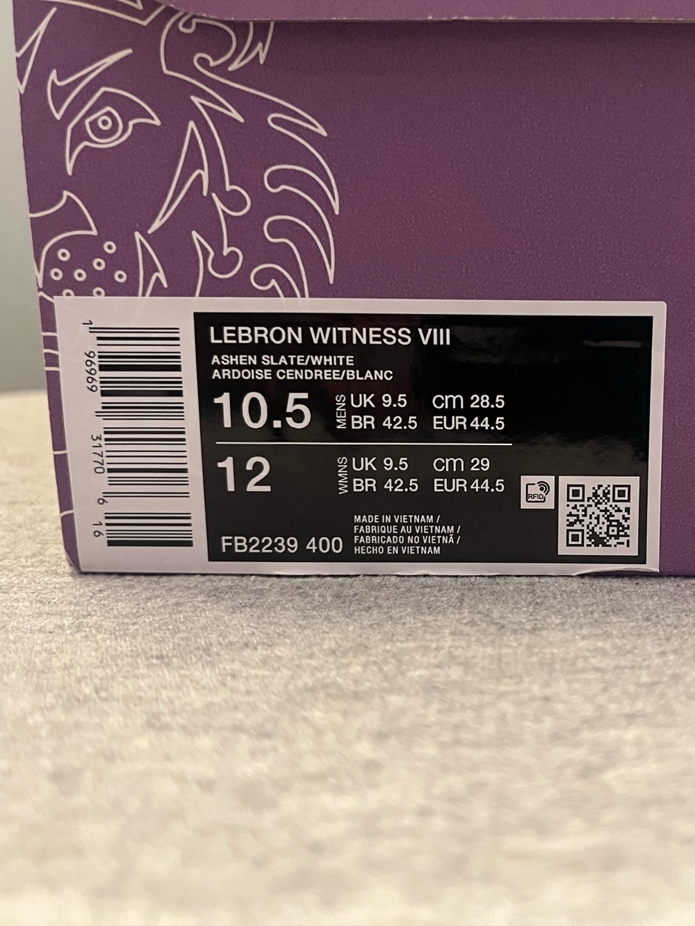 Nike Lebron Witness VIII Ashen Slate White Men's Shoe Size 10.5 FB2239-400 - Picture 10 of 11